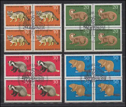 316-319 Vom Aussterben bedrohte Tiere: Viererblock-Satz zentrische ESSt BERLIN
