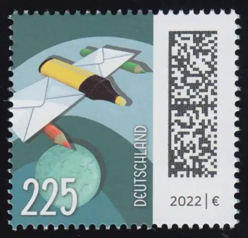 3673 Sonde de courrier dans l'espace 225 cents, ** frais de port