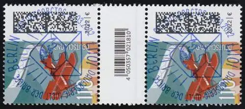3671AI Luftpost 110 Cent aus 200er, Paar mit Nr., CF, ohne Nr., ESSt Berlin