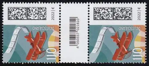 3671 Aéroport 110 centimes de 200, couple avec n°, champ de code, sans n ° **