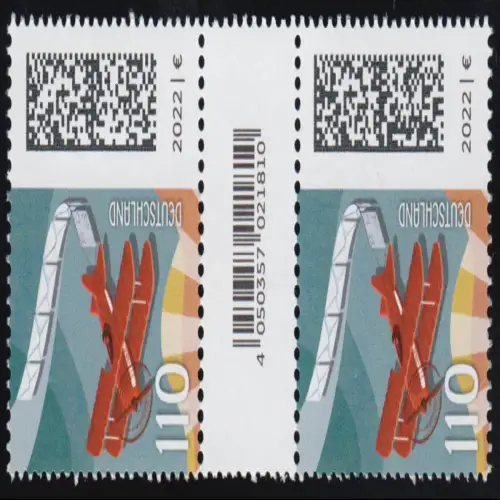 3671AI Luftpost 110 Cent aus 200er, Paar mit Nr., KLEINEM CF, ohne Nr., **