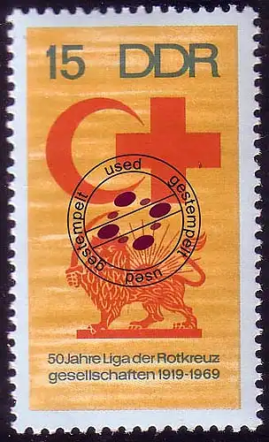 1467 Rotkreuzgesellschaften 15 Pf O gestempelt