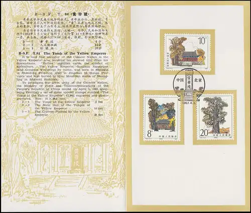 Carte commémorative Chine 1867-1869 La tombe de l'empereur jaune 1983, ESSt 5.4.83