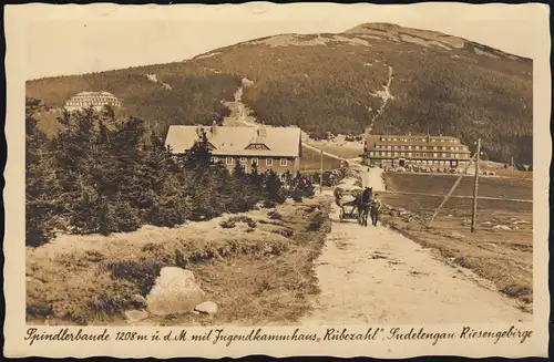 BS Bundesvereinigungsamt Hohenelbe sur AK Spindlerbaude Maison Rübenummer, SSt HÖHENELBE 1943