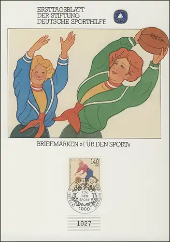 Ersttagsblatt Stiftung Deutsche Sporthilfe Basketball Bund 1501 ESSt Berlin