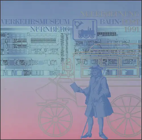 Nouvelle ouverture Musée des Transports Bahnpost Nuremberg Wofa Bund/Berlin 1990, SSt 1991