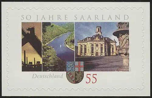 2595 Saarland selbstklebend NEUTRALE Folie, 10 Einzelmarken, alle **