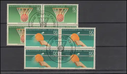 732-733 Aide sportive 1985: jeu de quatre blocs ESSt BERLIN 21.2.85