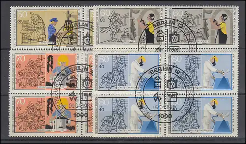 780-783 Handwerksberufe 1987: Viererblock-Satz zentrische ESSt BERLIN 9.4.87