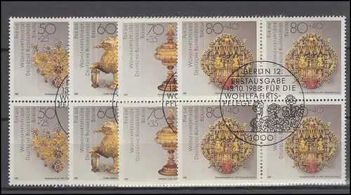 818-821 Gold- und Silberschmiedekunst 1988: Viererblock-Satz zentrische ESSt