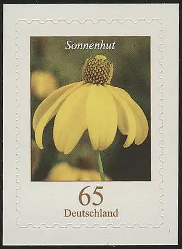 2715 Blume Sonnenhut 65 Cent, selbstkl. NEUTRALE Folie, 10 Einzelmarken, **