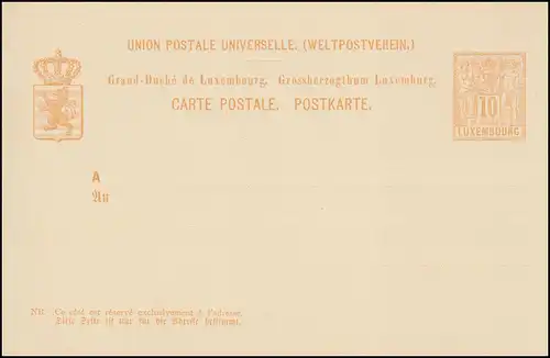 Luxembourg Carte postale P 44 Allegorie 10 C., non utilisée