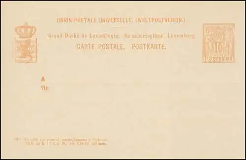 Luxemburg Postkarte P 44 Allegorie 10 C., ungebraucht 