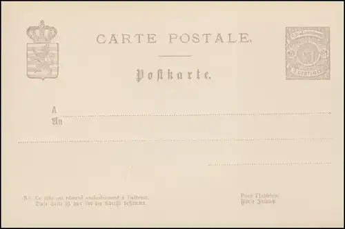 Luxembourg Carte postale P 39 Armoiries en cercle 5 C., non utilisées