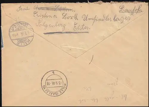 920+925 Conseil de contrôle chiffres MiF R lettre Not-R-Zelet FALKENBERG/ELSTER 2.9.1946