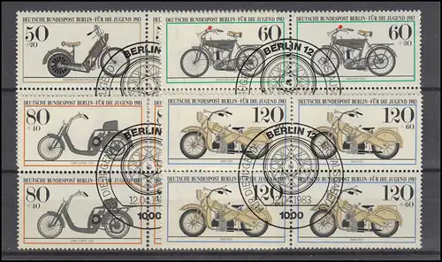 694-697 Jeunes motos historiques 1983: jeu de quatre blocs ESSt