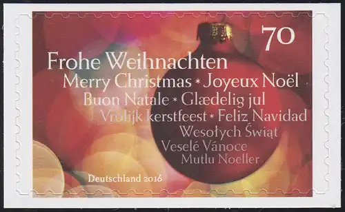 3270 Weihnachtskugel selbstklebend NEUTRALE Folie, 10 Einzelmarken, alle **