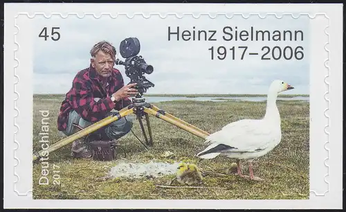 3319 Heinz Sielmann, selbstklebend NEUTRALE Folie, 10 Einzelmarken, alle **