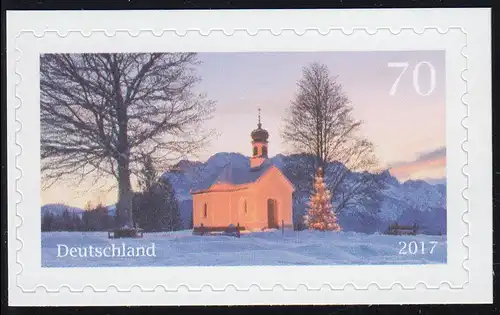 3346 Weihnachten Kapelle selbstklebend NEUTRALE Folie, 10 Einzelmarken, alle **