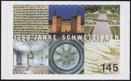 3221 Stadt Schwetzingen, selbstklebend NEUTRALE Folie, 10 Einzelmarken, alle **