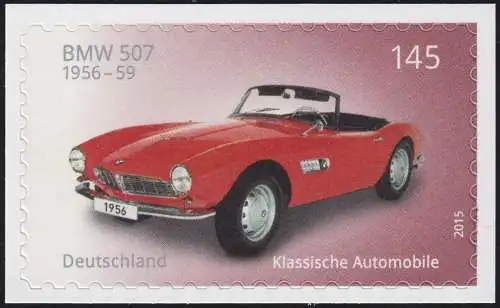 3147 Automobil BMW 507, selbstklebend NEUTRALE Folie, 10 Einzelmarken, alle **