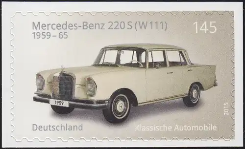 3148 Mercedes-Benz 220S, selbstkl. NEUTRALE Folie, 10 Einzelmarken, alle **