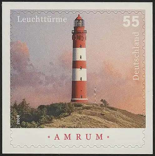 2683 Leuchtturm Amrum, selbstklebend NEUTRALE Folie, 10 Einzelmarken, alle **