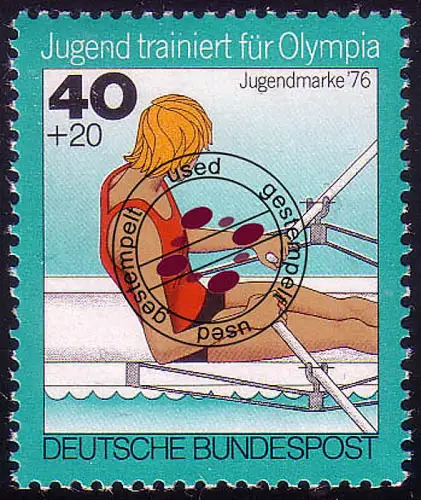 883 Olympia 40+20 Pf Rudern, gestempelt O