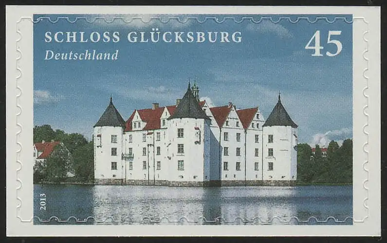 3016 Schloss Glücksburg, selbstklebend NEUTRALE Folie, 10 Einzelmarken, alle **