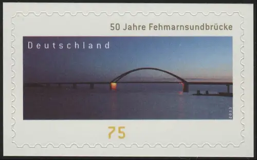 3003 Fehmarnsundbrücke, selbstklebend NEUTRALE Folie, 10 Einzelmarken, alle **