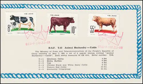 Gedenkkarte China 1690-1695 Haustiere: Rinder 1981, ESSt 5.5.81