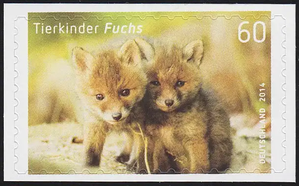 3053 Tierkinder Fuchs, selbstklebend NEUTRALE Folie, 10 Einzelmarken, alle **