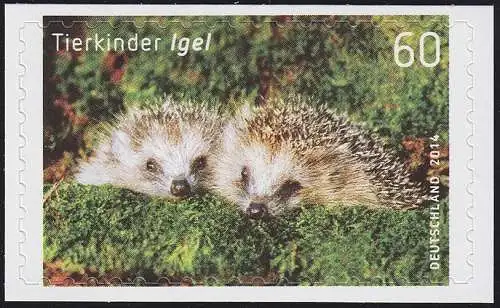 3054 Tierkinder Igel selbstklebend NEUTRALE Folie, 10 Einzelmarken, alle **