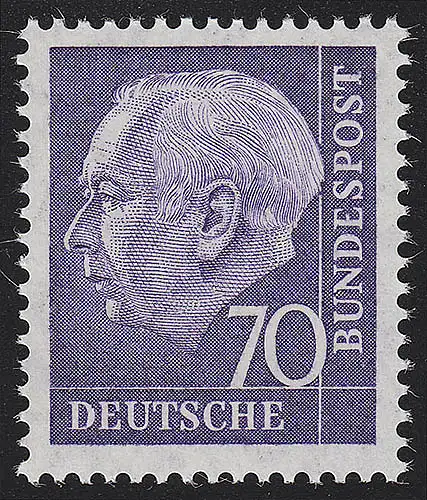 263xw Theodor Heuss 70 Pf, glatte Gummierung, postfrisch **