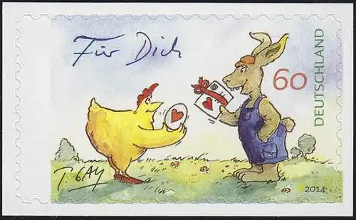 3066 Cartoon Ostern, selbstklebend NEUTRALE Folie, 10 Einzelmarken, alle **