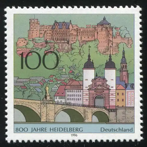 1868V Heidelberg mit PLF V roter Schornstein rechts vom linken Turm, Feld 10, **