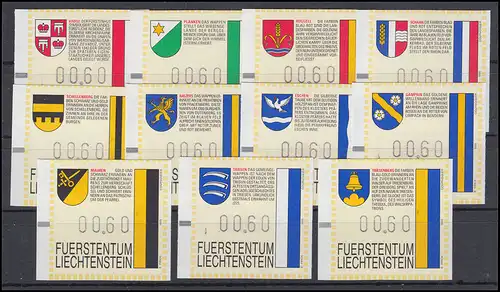 1-11 Liechtenstein-ATM 1995, 11 Werte komplett, Satz ** postfrisch