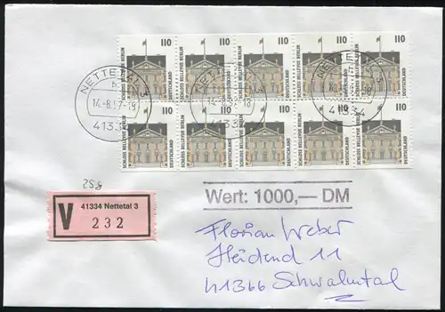 HBl. 39 aus MH 35 SWK Schloß Bellevue 1997, Wert-FDC