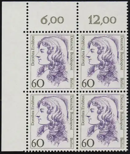 824 Frauen 60 Pf Eck-Vbl. ol ** postfrisch