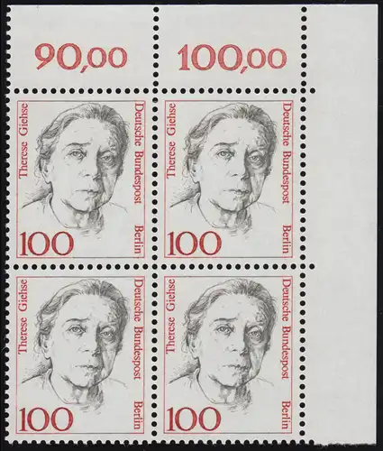 825 Frauen 100 Pf Eck-Vbl. or ** postfrisch