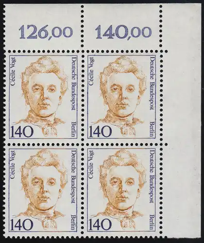 848 Frauen 140 Pf Eck-Vbl. or ** postfrisch