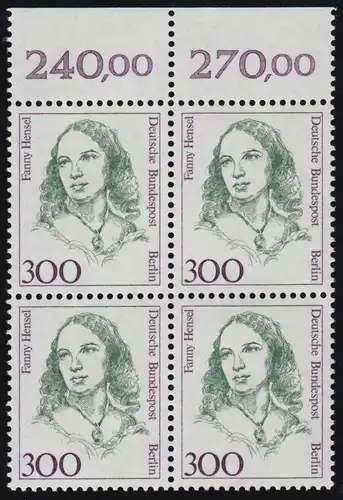 849 Frauen 300 Pf OR-Viererbl. ** postfrisch