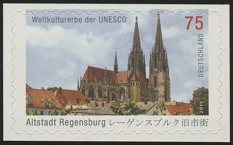 2850 Altstadt Regensburg selbstklebend NEUTRALE Folie, 10 Einzelmarken, alle **