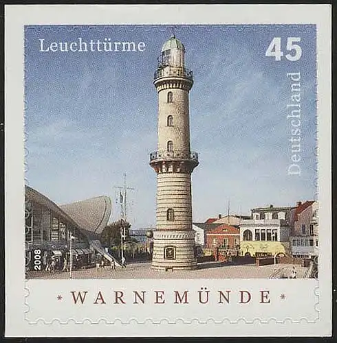 2876 Leuchtturm Warnemünde selbstklebend NEUTRALE Folie, Set 10 Stück, alle **