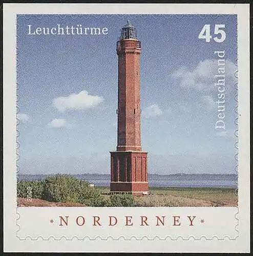 2875 Leuchtturm Norderney, selbstklebend NEUTRALE Folie, Set 10 Stück, alle **