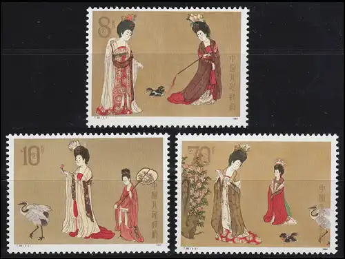 1923-1925 Chine - Beautés avec des fleurs en image de roulement, frais de poste ** / MNH