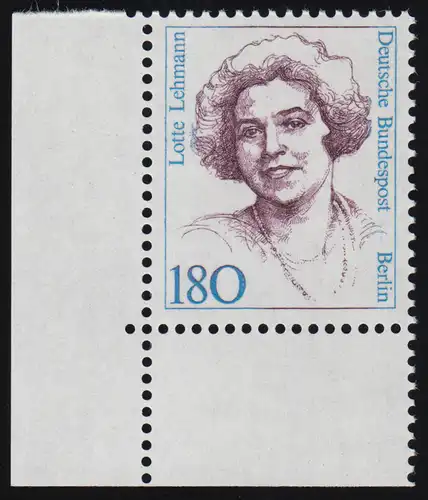 844 Frauen 180 Pf Ecke ul ** postfrisch