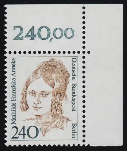827 Frauen 240 Pf Ecke or ** postfrisch