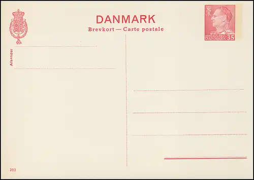 Dänemark Postkarte P 257 Frederik IX. 35 Öre, Kz. 203, **