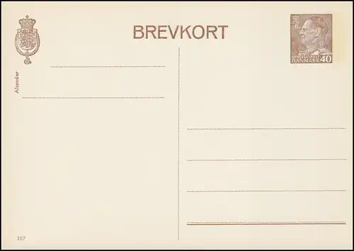 Dänemark Postkarte P 265 Frederik IX. 40 Öre, Kz. 207, **